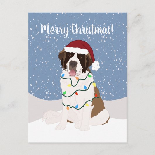 Kerstmis Saint Bernard Briefkaart (Voorkant)