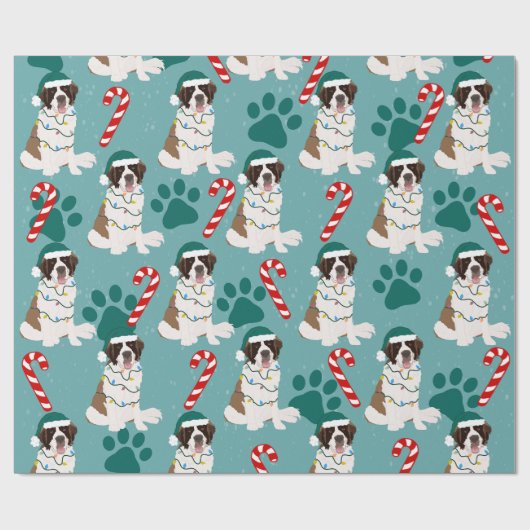 Kerstmis Saint Bernard Cadeaupapier (Vlak)
