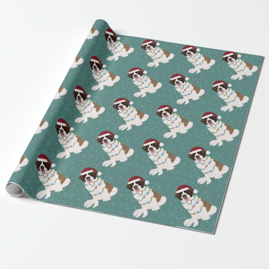 Kerstmis Saint Bernard Cadeaupapier (Uitgerold)