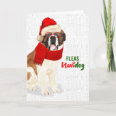 Kerstmis Saint Bernard Dog Fleas NaviDOG Feestdagen Kaart (Voorkant)