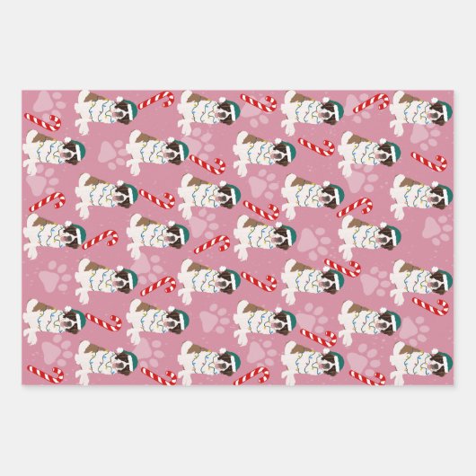 Kerstmis Saint Bernard Inpakpapier Vel (Voorkant)