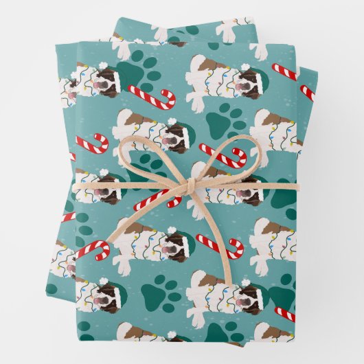 Kerstmis Saint Bernard Inpakpapier Vel (In situ)