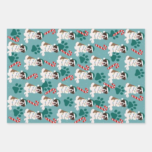 Kerstmis Saint Bernard Inpakpapier Vel (Voorkant)