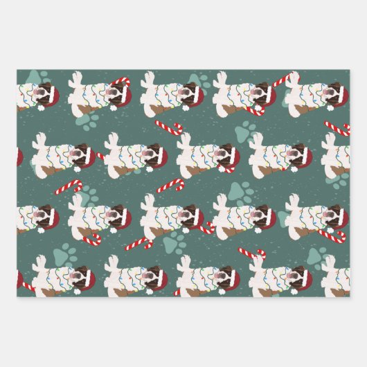 Kerstmis Saint Bernard Inpakpapier Vel (Voorkant)