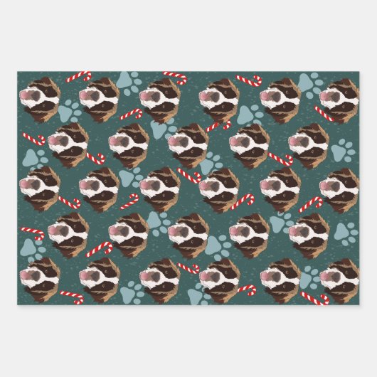 Kerstmis Saint Bernard Inpakpapier Vel (Voorkant 3)