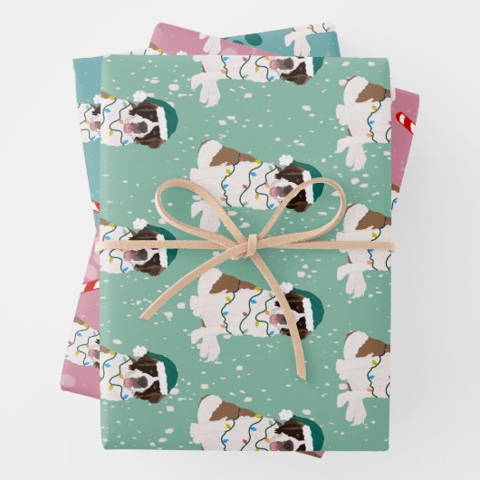 Kerstmis Saint Bernard Inpakpapier Vel (In situ)