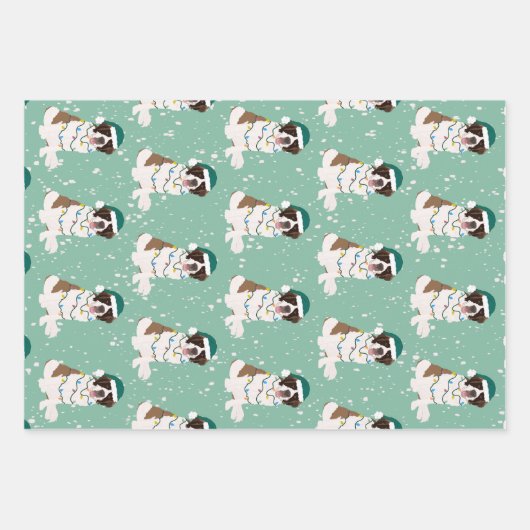 Kerstmis Saint Bernard Inpakpapier Vel (Voorkant)