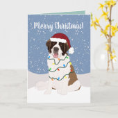 Kerstmis Saint Bernard Kaart (Gele Bloem)