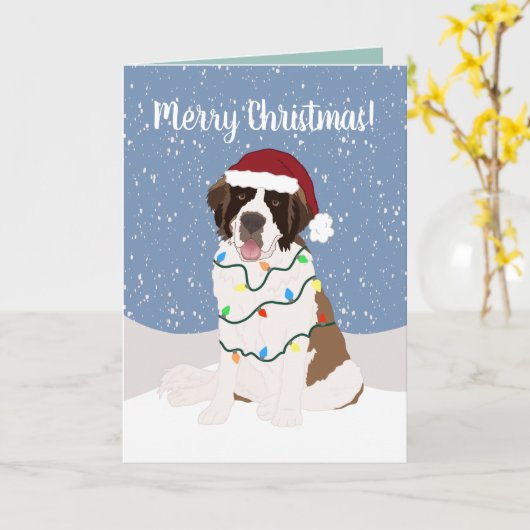 Kerstmis Saint Bernard Kaart (Gele Bloem)