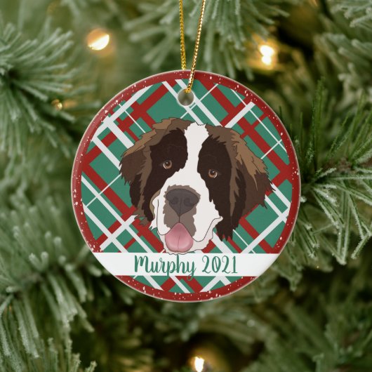Kerstmis Saint Bernard Keramisch Ornament (Boom)