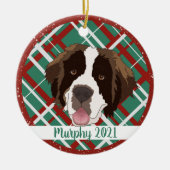 Kerstmis Saint Bernard Keramisch Ornament (Voorkant)