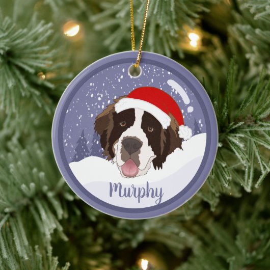 Kerstmis Saint Bernard Keramisch Ornament (Boom)