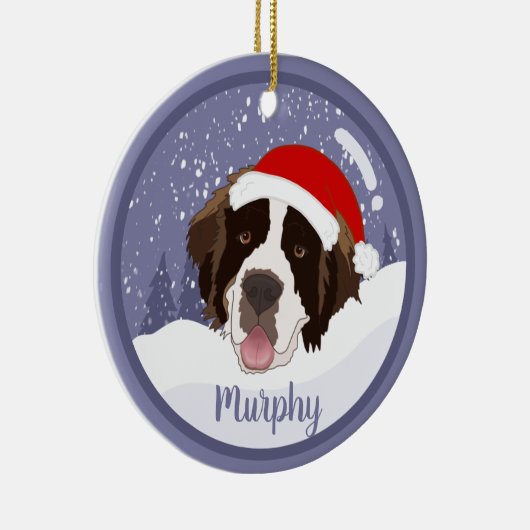 Kerstmis Saint Bernard Keramisch Ornament (Rechts)