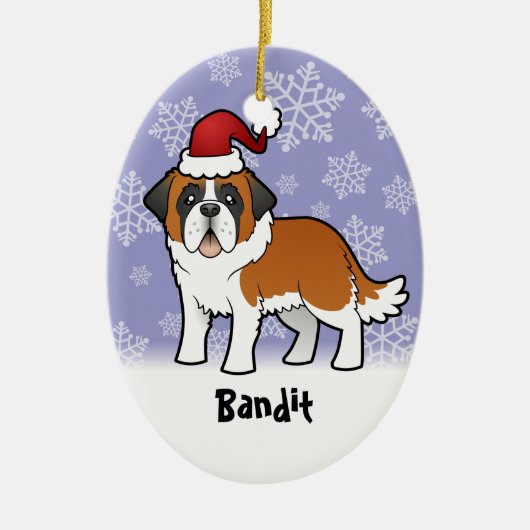 Kerstmis Saint Bernard Keramisch Ornament (Voorkant)