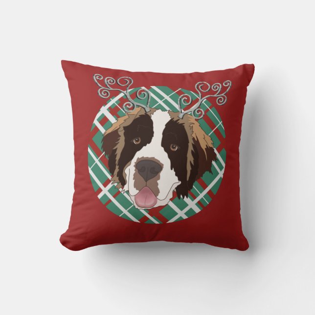 Kerstmis Saint Bernard Kussen (Voorkant)