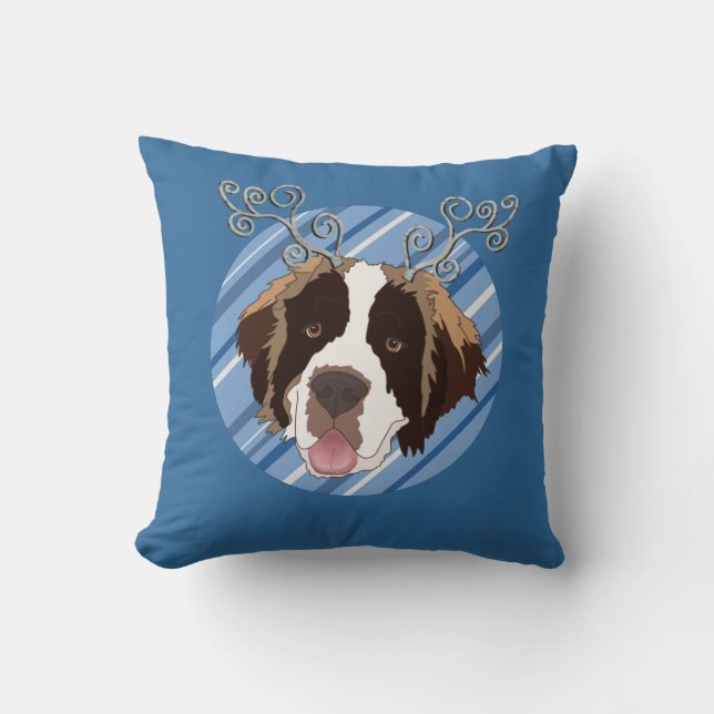 Kerstmis Saint Bernard Kussen (Voorkant)