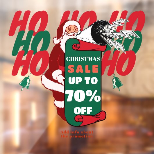 Kerstmis Sale Promotie Advertentie van Kerstman Be Raamsticker (Vel 2)