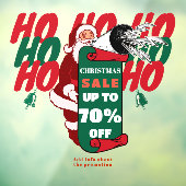 Kerstmis Sale Promotie Advertentie van Kerstman Be Raamsticker (Vel 3)