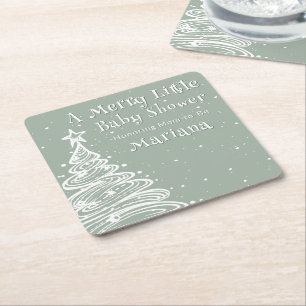 Kerstmis Salie Groen Jongen Baby Shower Kartonnen Onderzetters