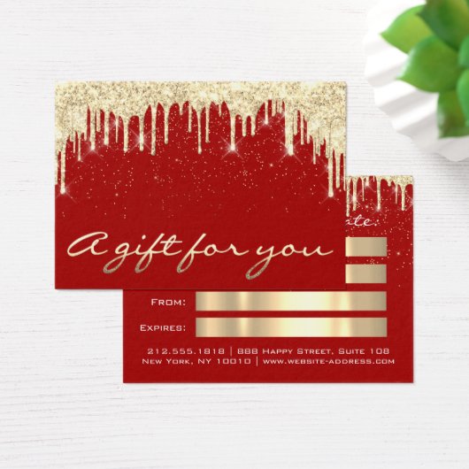 Kerstmis: Salon Hair Gold Confetti Rood Visitekaartje (Bureau)