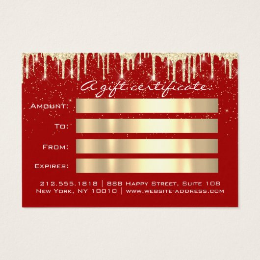 Kerstmis: Salon Hair Gold Confetti Rood Visitekaartje (Achterkant)