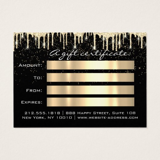 Kerstmis: Salon Hair GoldConfetti Gift Drip Visitekaartje (Achterkant)