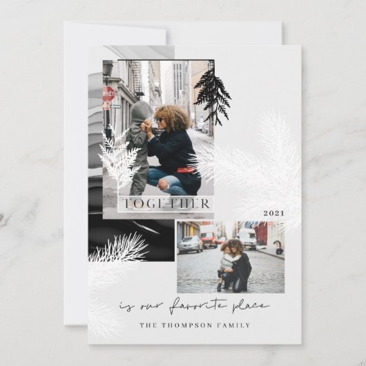 Kerstmis samen Modern Japandi Style 2 Foto Feestdagenkaart (Voorkant)