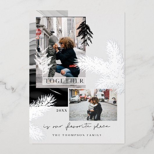 Kerstmis samen Modern Japandi Style 2 Foto Folie Feestdagenkaart (Voorkant)