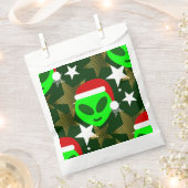 Kerstmis Santa Alien groene sterren Bedankzakje (Geknipt)