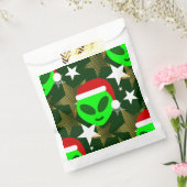 Kerstmis Santa Alien groene sterren Bedankzakje (Gezegeld)