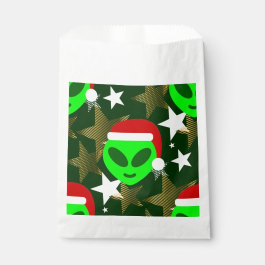 Kerstmis Santa Alien groene sterren Bedankzakje (Voorkant)