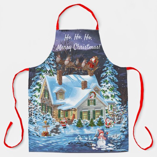 Kerstmis Santa APRON Persoonlijke naam cadeautje Schort (Voorkant)