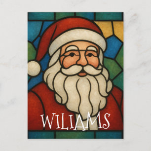 Kerstmis Santa Art Deco Gebrandschilderd Glas Briefkaart