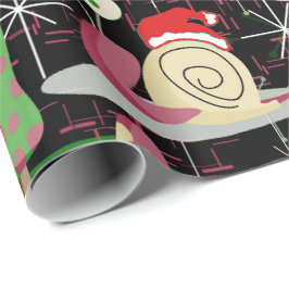 Kerstmis Santa Atomic Snails - MidCentury Modern Cadeaupapier