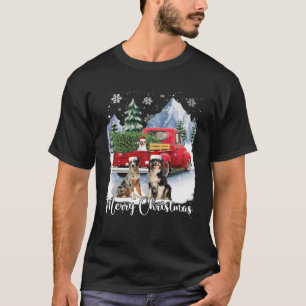 Kerstmis Santa Australische Herder Rode Vrachtwage T-shirt