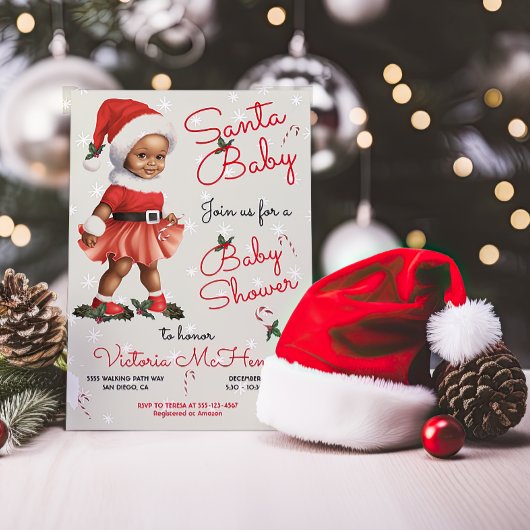 Kerstmis Santa Baby Baby shower Afro-Amerikaans Kaart