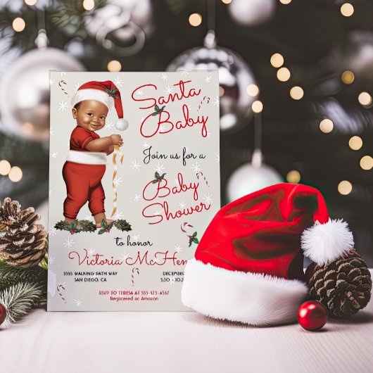 Kerstmis Santa Baby Baby shower Afro-Amerikaans Kaart