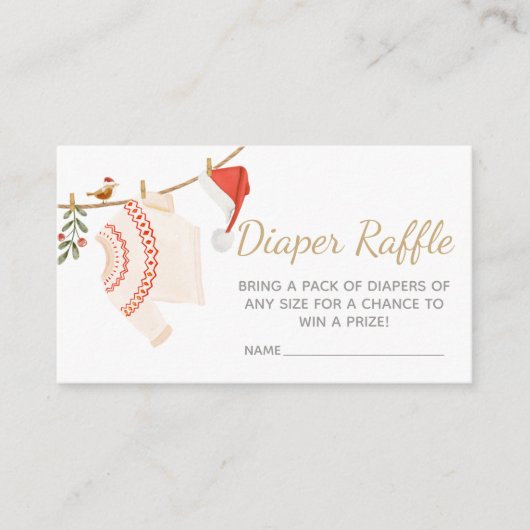 Kerstmis Santa Baby shower Luier Raffle Informatiekaartje (Voorkant)