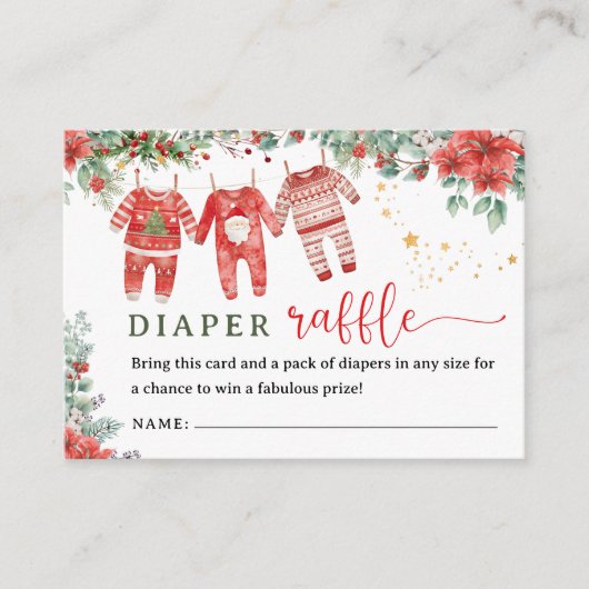 Kerstmis Santa Baby shower Luier Raffle Informatiekaartje (Voorkant)