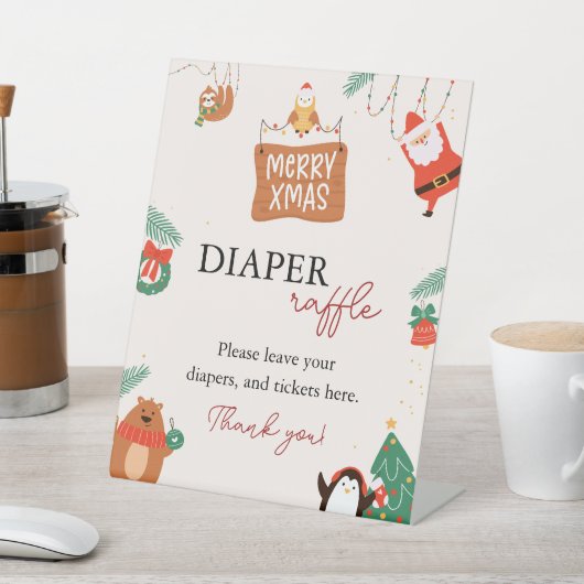 Kerstmis Santa Baby shower Luier Raffle Reclamebord Met Voetstuk (Insitu)