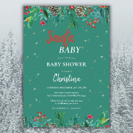 Kerstmis Santa Baby shower Waterverf Groen Kaart