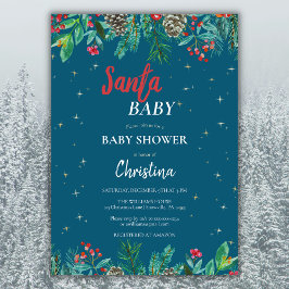 Kerstmis Santa Baby shower Waterverf Kaart