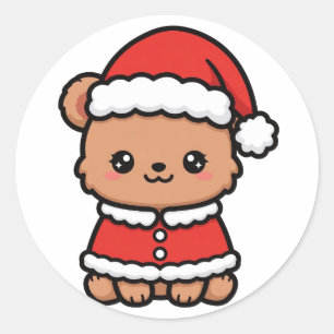Kerstmis Santa Beerbaby Ronde Sticker