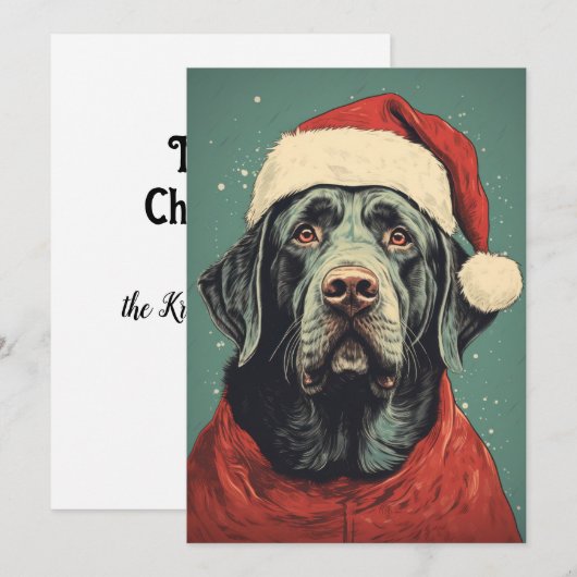 Kerstmis Santa Black Lab Flat Vakantie Kaart (Voorkant / Achterkant)