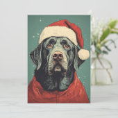 Kerstmis Santa Black Lab Flat Vakantie Kaart (Staand voorkant)
