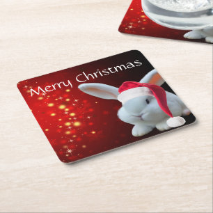 Kerstmis Santa Bunny Kartonnen Onderzetters