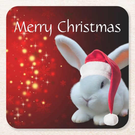 Kerstmis Santa Bunny Kartonnen Onderzetters (Voorkant)