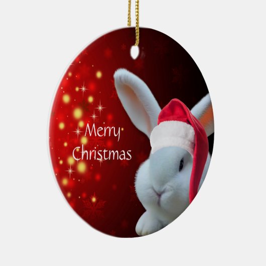 Kerstmis Santa Bunny Keramisch Ornament (Rechts)