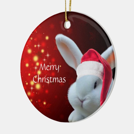 Kerstmis Santa Bunny Keramisch Ornament (Links)
