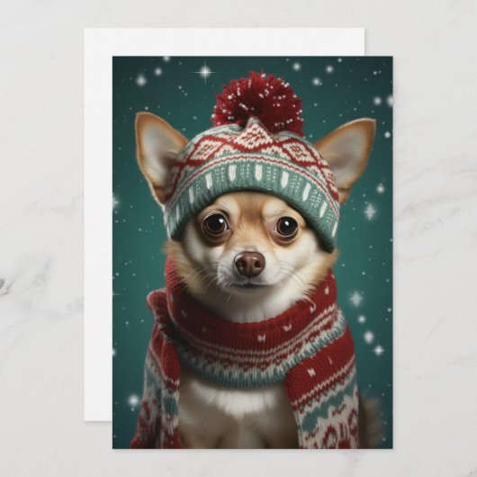 Kerstmis Santa Chihuahua Flat Vakantie Kaart (Voorkant / Achterkant)